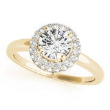 Iconic Halo Round Diamond Engagement Ring — 9K/18K Gold & Platinum