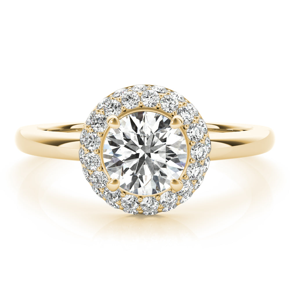 Iconic Halo Round Diamond Engagement Ring — 9K/18K Gold & Platinum