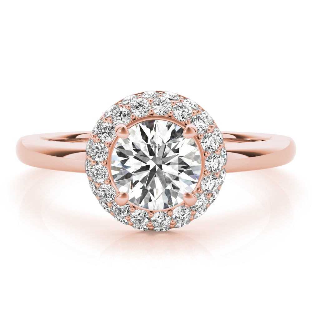 Iconic Halo Round Diamond Engagement Ring — 9K/18K Gold & Platinum