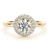Iconic Halo Round Diamond Engagement Ring — 9K/18K Gold & Platinum