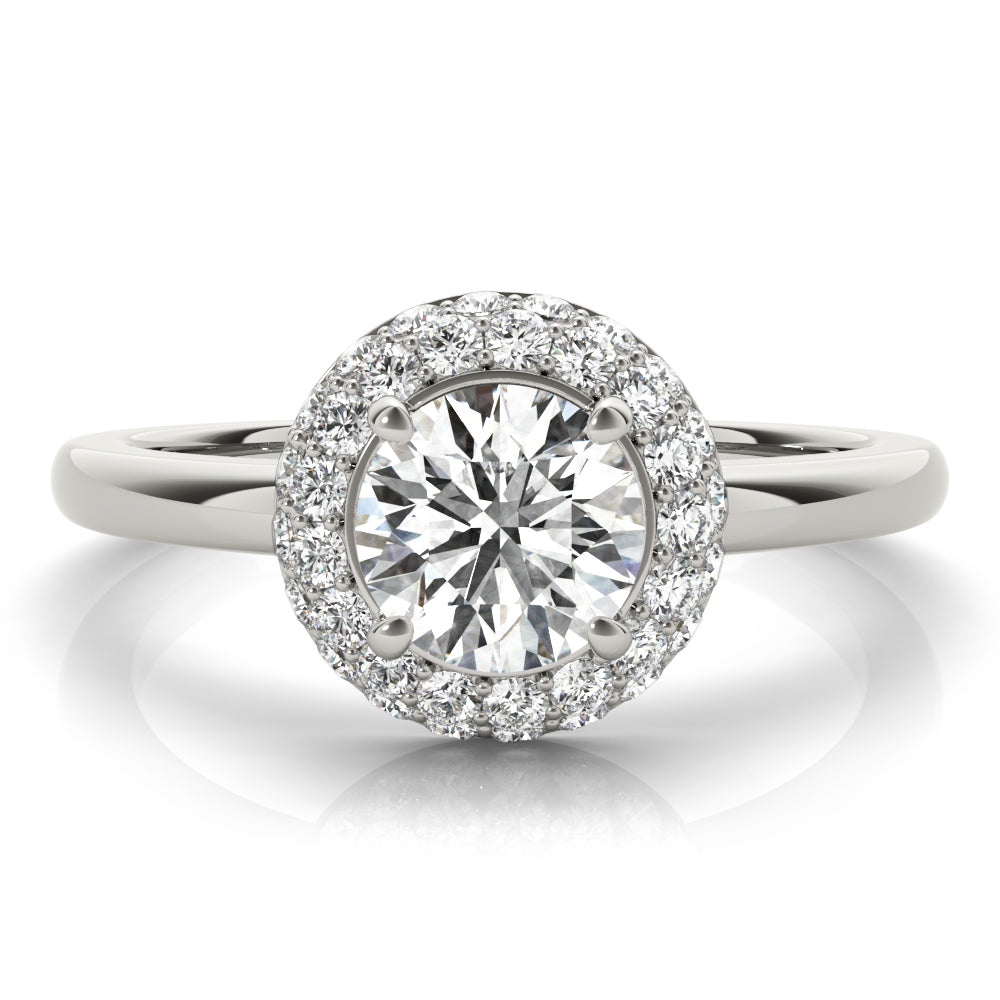 Iconic Halo Round Diamond Engagement Ring — 9K/18K Gold & Platinum