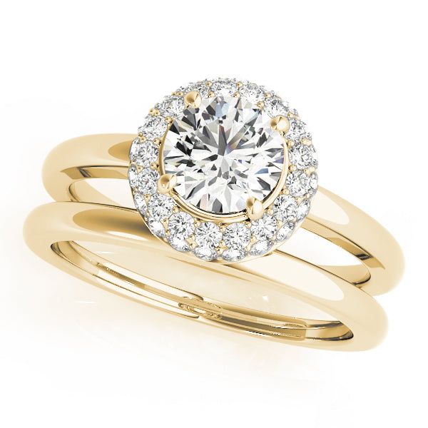 Iconic Halo Round Diamond Engagement Ring — 9K/18K Gold & Platinum