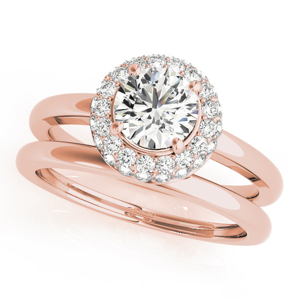 Iconic Halo Round Diamond Engagement Ring — 9K/18K Gold & Platinum