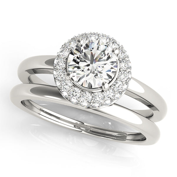 Iconic Halo Round Diamond Engagement Ring — 9K/18K Gold & Platinum