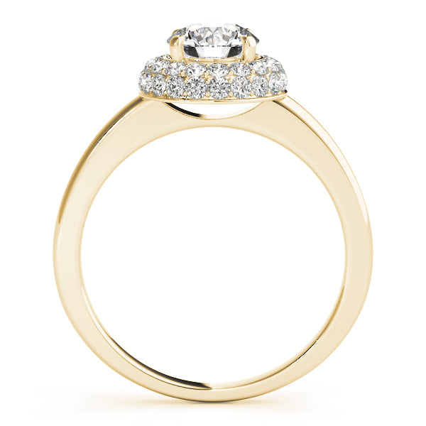 Iconic Halo Round Diamond Engagement Ring — 9K/18K Gold & Platinum