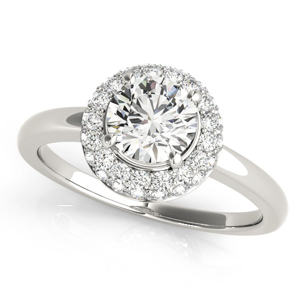 Iconic Halo Round Diamond Engagement Ring — 9K/18K Gold & Platinum