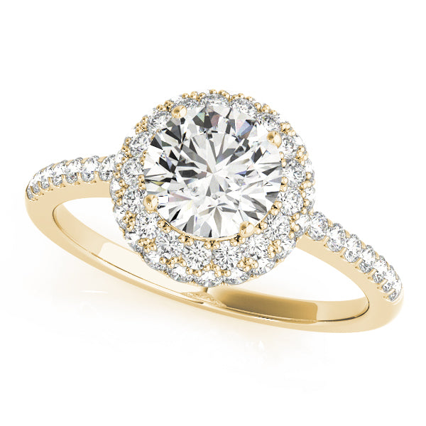 Signature Halo Round Diamond Engagement Ring — 9K/18K Gold & Platinum