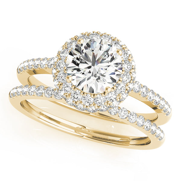 Signature Halo Round Diamond Engagement Ring — 9K/18K Gold & Platinum