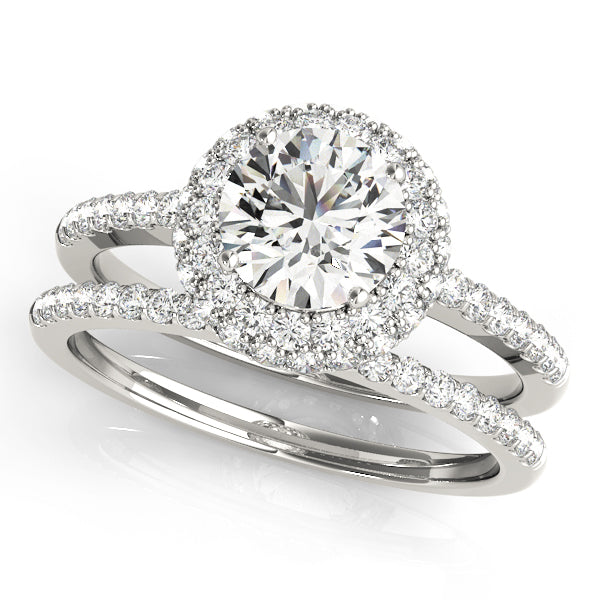 Signature Halo Round Diamond Engagement Ring — 9K/18K Gold & Platinum