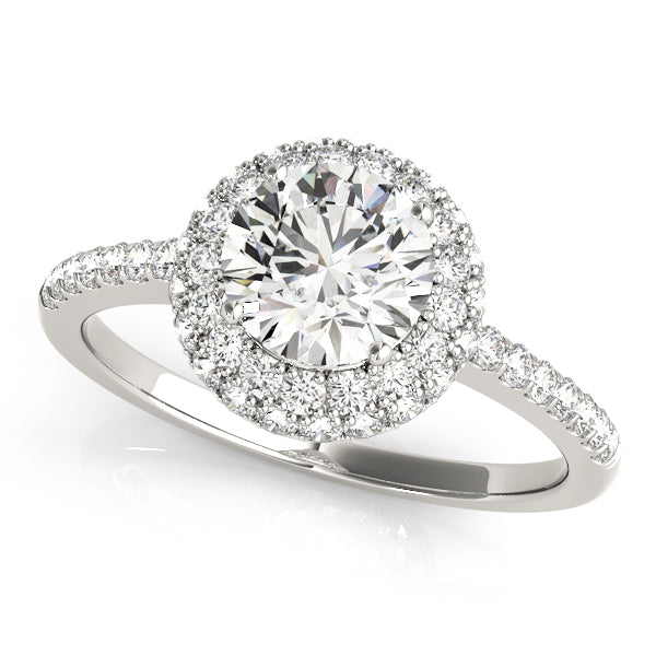 Signature Halo Round Diamond Engagement Ring — 9K/18K Gold & Platinum