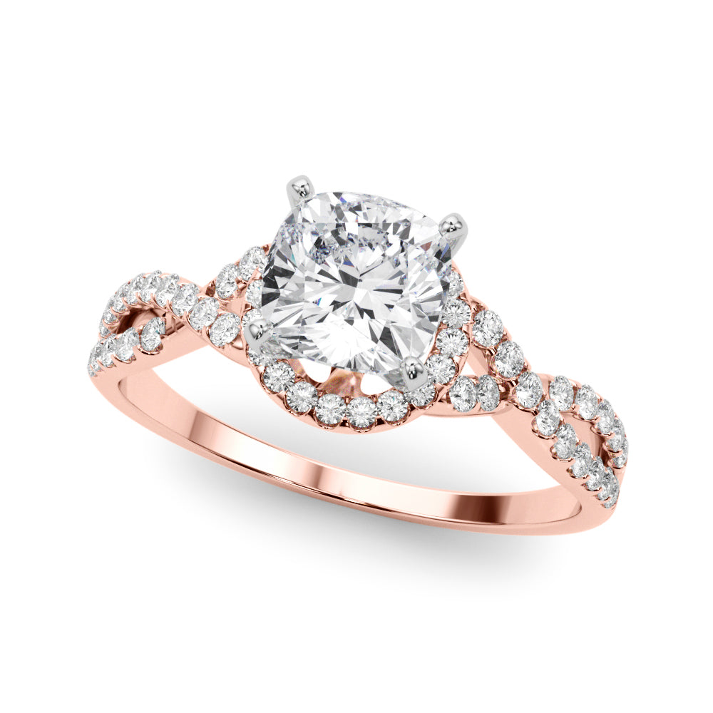 Artisan Multi-Row Round Diamond Engagement Ring — 9K/18K Gold & Platinum