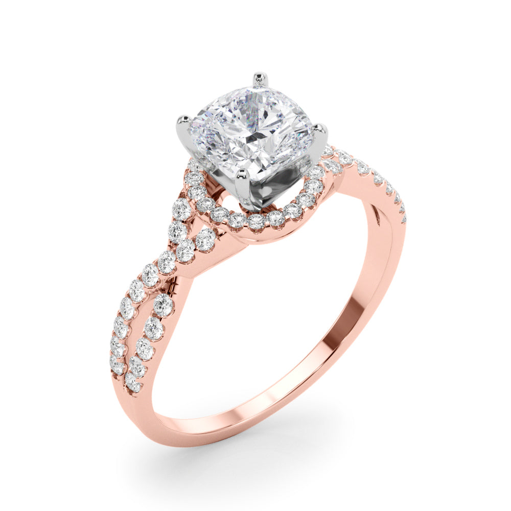 Artisan Multi-Row Round Diamond Engagement Ring — 9K/18K Gold & Platinum