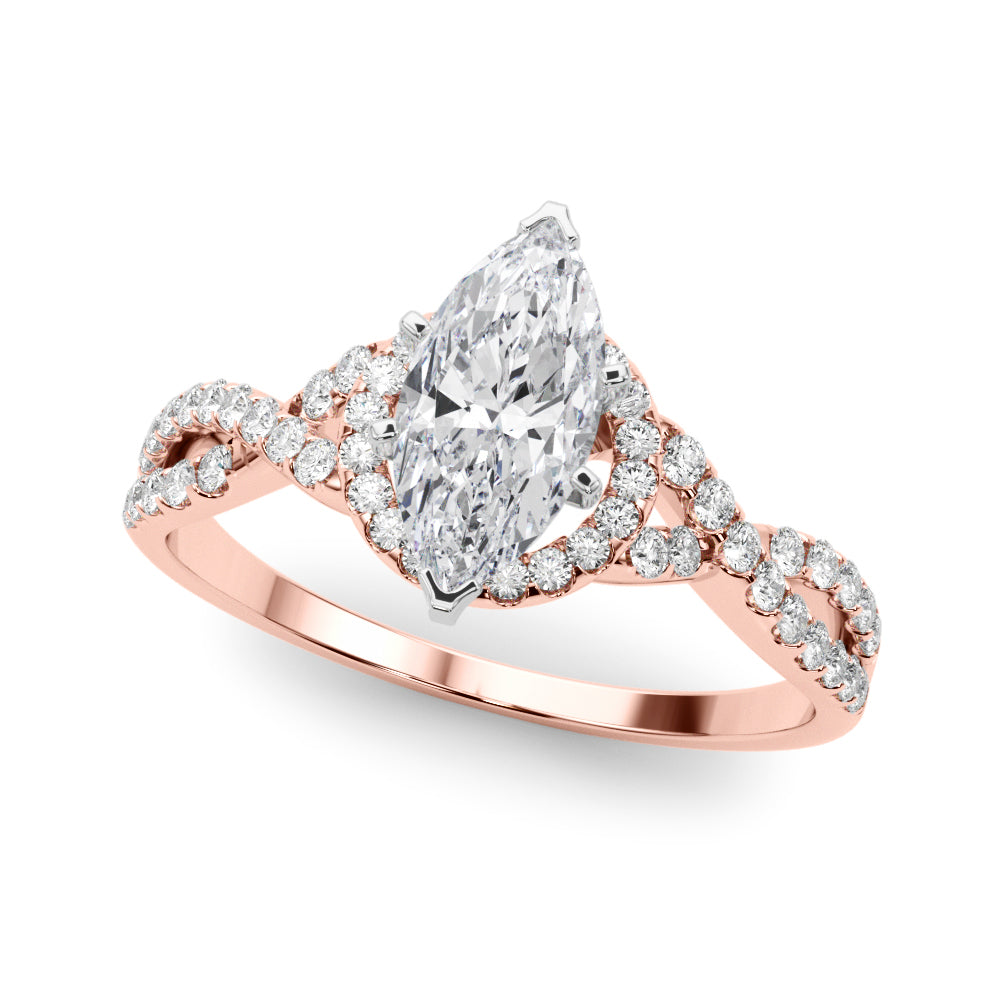 Artisan Multi-Row Round Diamond Engagement Ring — 9K/18K Gold & Platinum