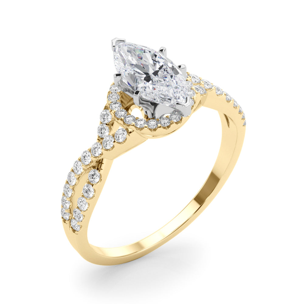 Artisan Multi-Row Round Diamond Engagement Ring — 9K/18K Gold & Platinum