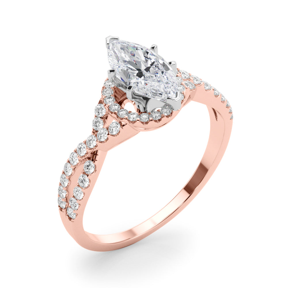 Artisan Multi-Row Round Diamond Engagement Ring — 9K/18K Gold & Platinum