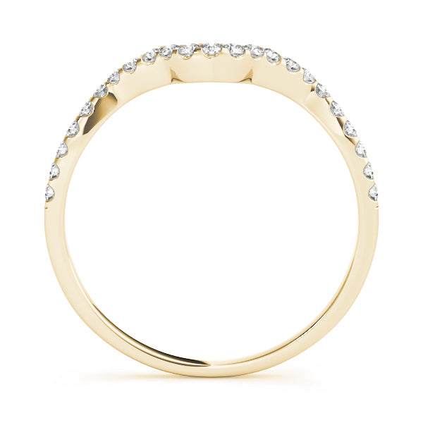 Shared Prong Curved Wedding Half Eternity Ring in Gold & Platinum
