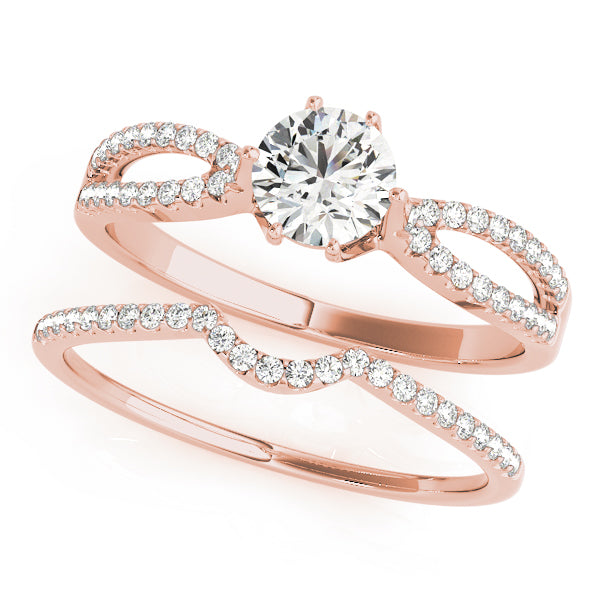 Exquisite Multi-Row Round Diamond Engagement Ring — 9K/18K Gold & Platinum