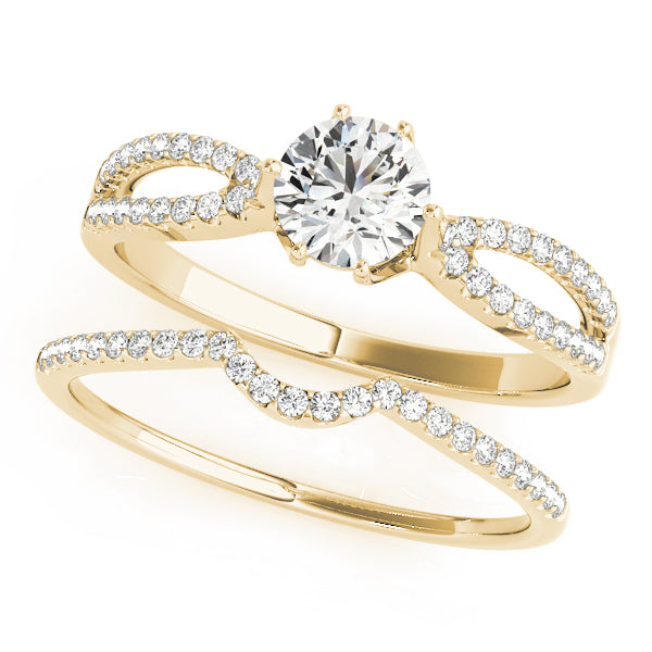 Exquisite Multi-Row Round Diamond Engagement Ring — 9K/18K Gold & Platinum