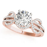 Regal Multi-Row Round Diamond Engagement Ring — 9K/18K Gold & Platinum
