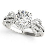 Regal Multi-Row Round Diamond Engagement Ring — 9K/18K Gold & Platinum