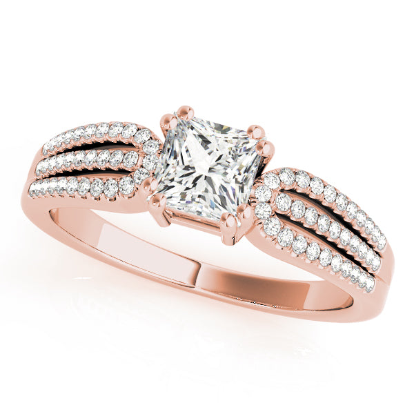 Brilliant Multi-Row Princess Diamond Engagement Ring — 9K/18K Gold & Platinum