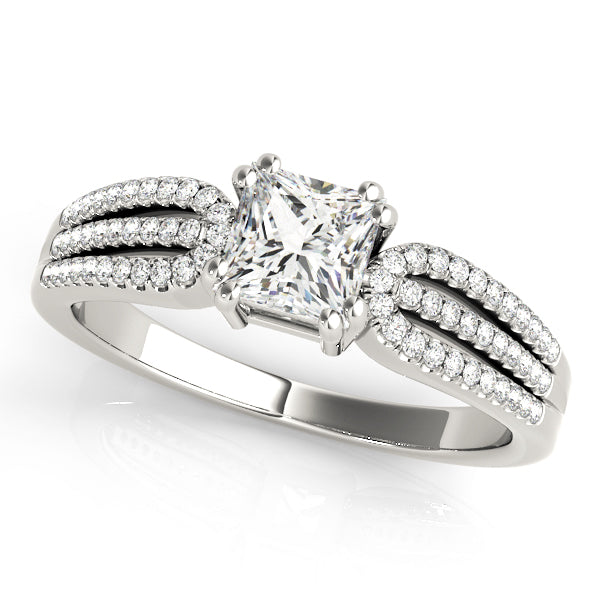 Brilliant Multi-Row Princess Diamond Engagement Ring — 9K/18K Gold & Platinum