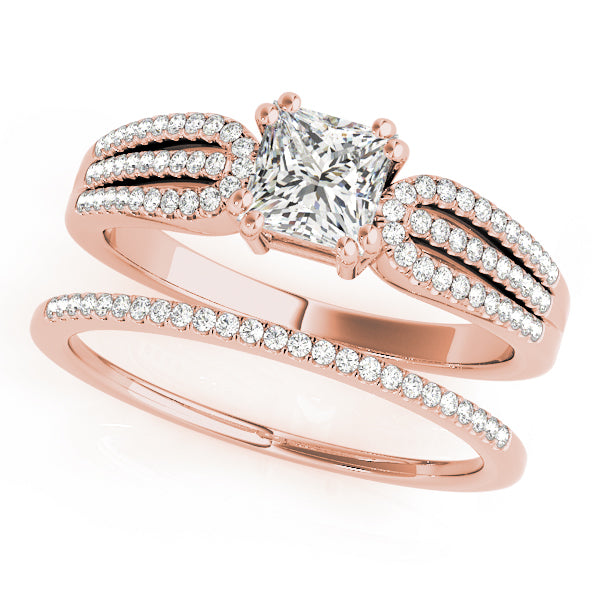 Brilliant Multi-Row Princess Diamond Engagement Ring — 9K/18K Gold & Platinum
