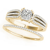 Brilliant Multi-Row Princess Diamond Engagement Ring — 9K/18K Gold & Platinum