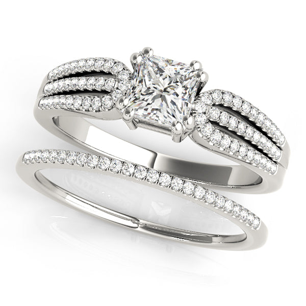 Brilliant Multi-Row Princess Diamond Engagement Ring — 9K/18K Gold & Platinum