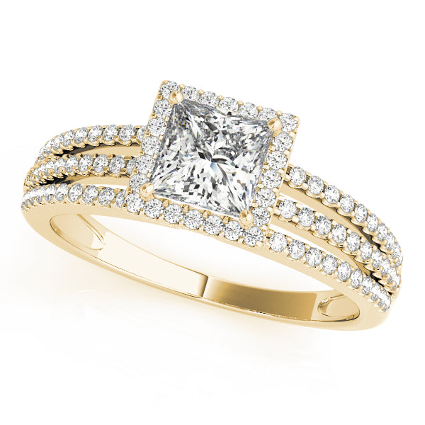 Statement Halo Princess Diamond Engagement Ring — 9K/18K Gold & Platinum