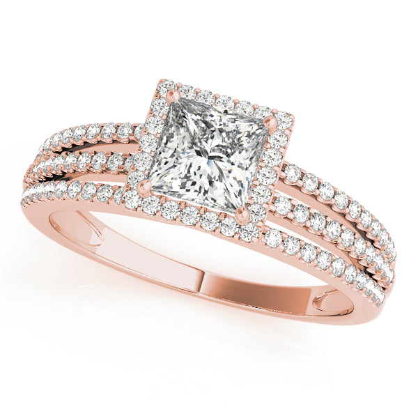Statement Halo Princess Diamond Engagement Ring — 9K/18K Gold & Platinum