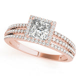 Statement Halo Princess Diamond Engagement Ring — 9K/18K Gold & Platinum