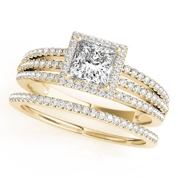 Statement Halo Princess Diamond Engagement Ring — 9K/18K Gold & Platinum