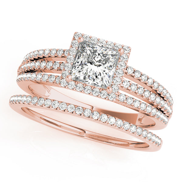 Statement Halo Princess Diamond Engagement Ring — 9K/18K Gold & Platinum