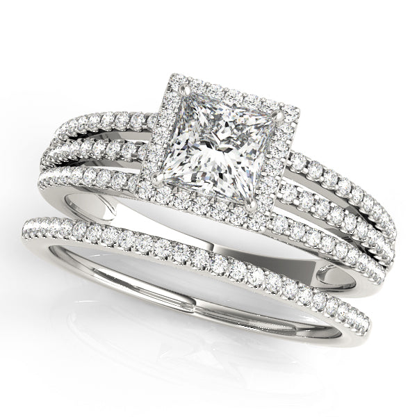 Statement Halo Princess Diamond Engagement Ring — 9K/18K Gold & Platinum