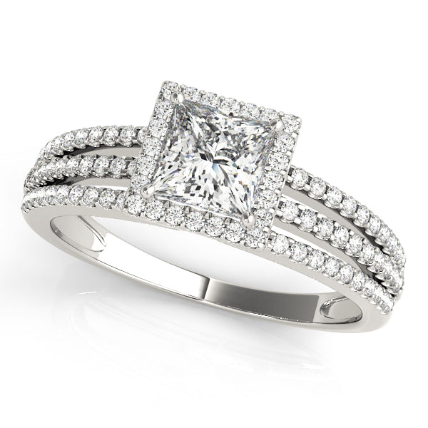 Statement Halo Princess Diamond Engagement Ring — 9K/18K Gold & Platinum