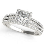 Statement Halo Princess Diamond Engagement Ring — 9K/18K Gold & Platinum