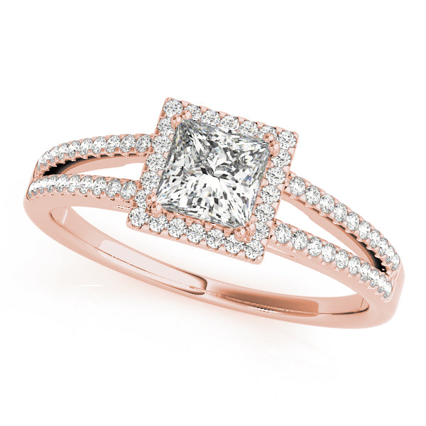 Lustrous Halo Princess Diamond Engagement Ring — 9K/18K Gold & Platinum