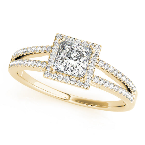 Lustrous Halo Princess Diamond Engagement Ring — 9K/18K Gold & Platinum