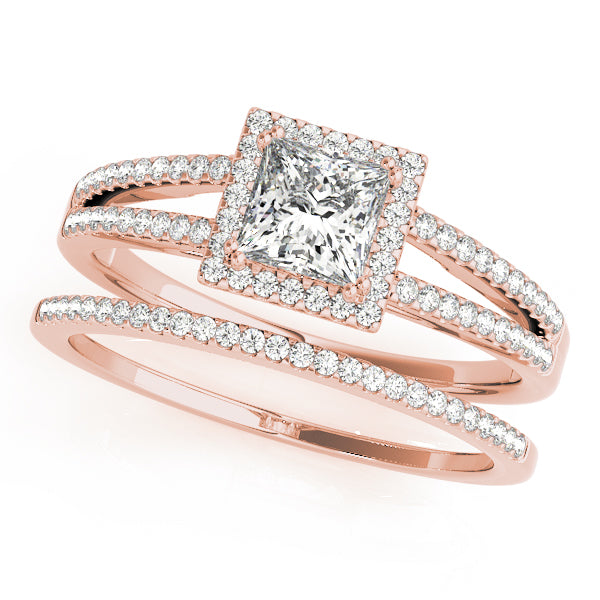 Lustrous Halo Princess Diamond Engagement Ring — 9K/18K Gold & Platinum