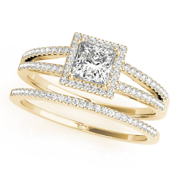 Lustrous Halo Princess Diamond Engagement Ring — 9K/18K Gold & Platinum