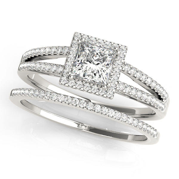 Lustrous Halo Princess Diamond Engagement Ring — 9K/18K Gold & Platinum