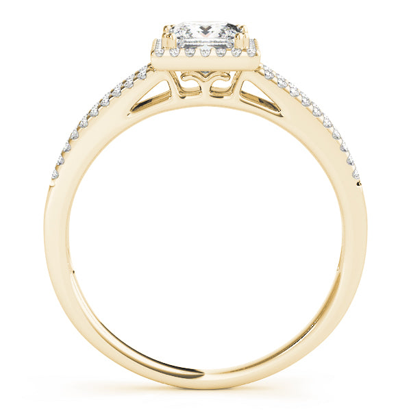 Lustrous Halo Princess Diamond Engagement Ring — 9K/18K Gold & Platinum