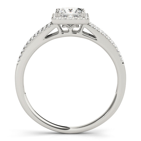 Lustrous Halo Princess Diamond Engagement Ring — 9K/18K Gold & Platinum