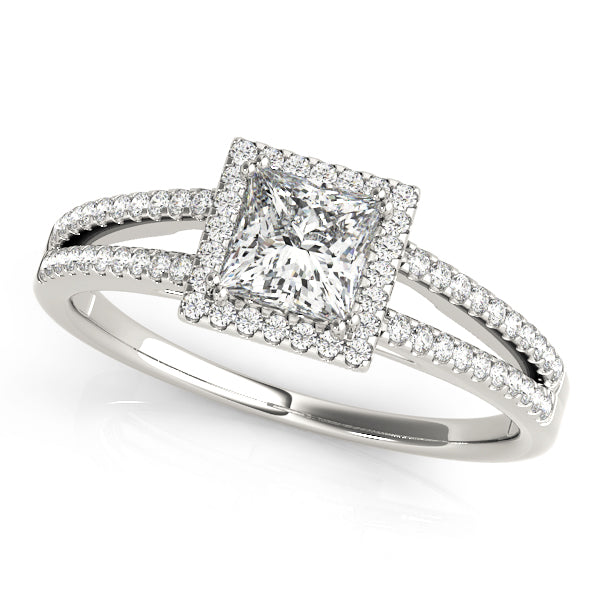 Lustrous Halo Princess Diamond Engagement Ring — 9K/18K Gold & Platinum