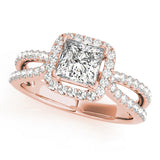 Celestial Halo Princess Diamond Engagement Ring — 9K/18K Gold & Platinum