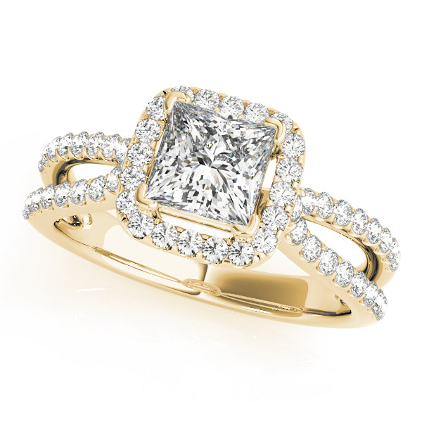Celestial Halo Princess Diamond Engagement Ring — 9K/18K Gold & Platinum