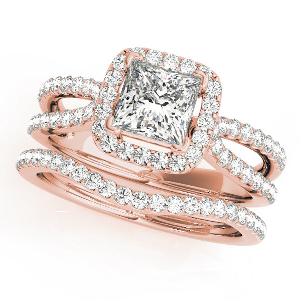 Celestial Halo Princess Diamond Engagement Ring — 9K/18K Gold & Platinum