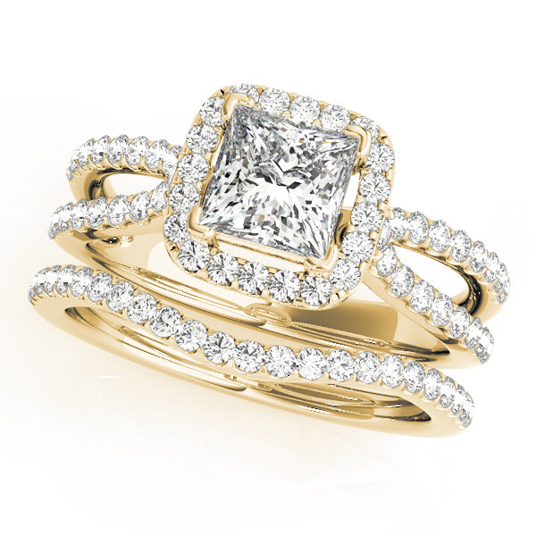 Celestial Halo Princess Diamond Engagement Ring — 9K/18K Gold & Platinum