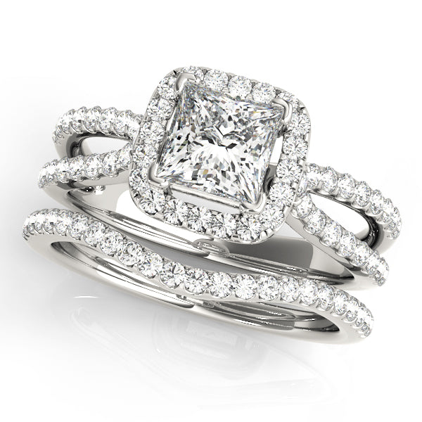 Celestial Halo Princess Diamond Engagement Ring — 9K/18K Gold & Platinum